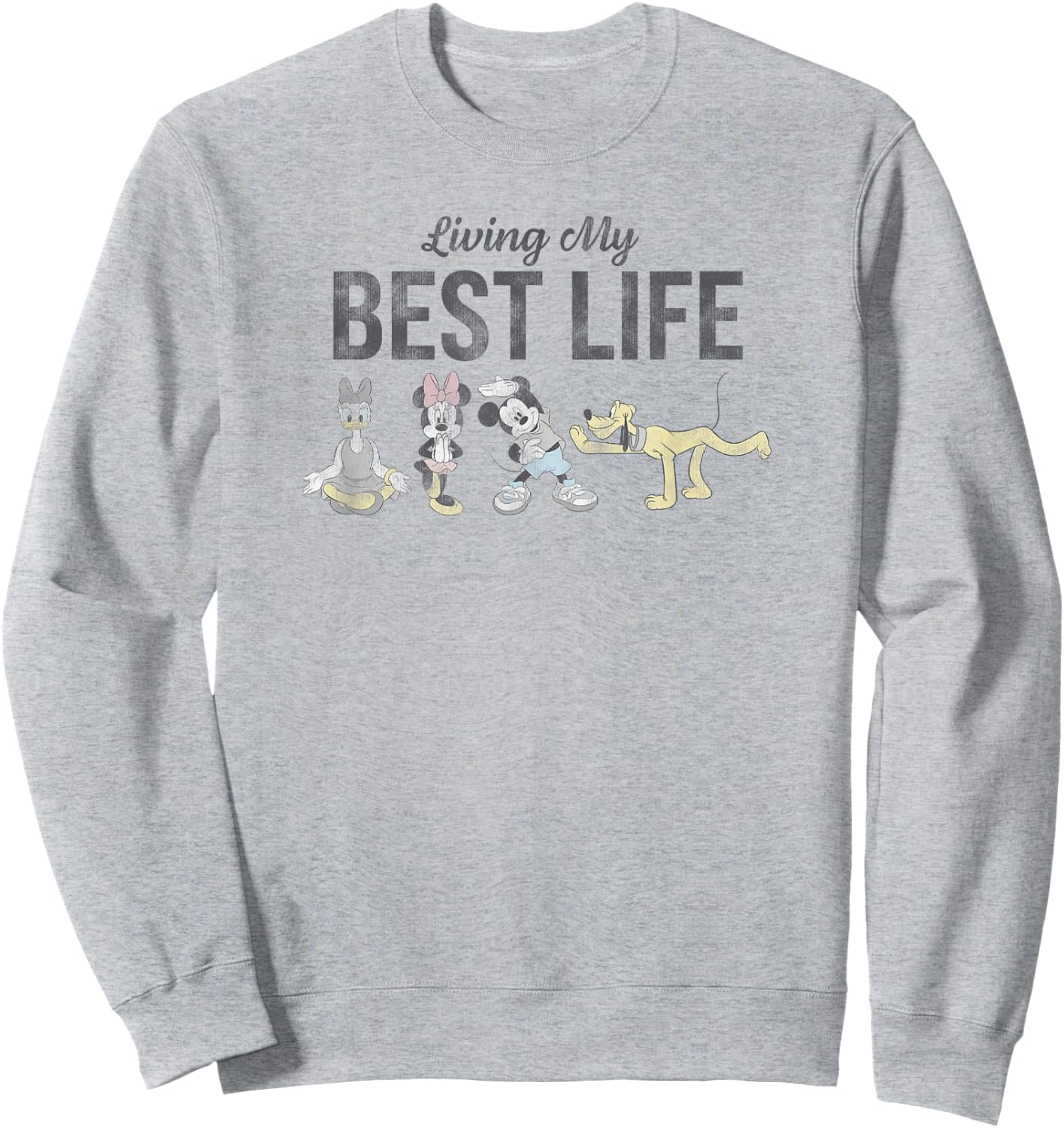 Disney Mickey Classic Best Life Group Yoga Poster Sweatshirt - Sweatshirt | Ash