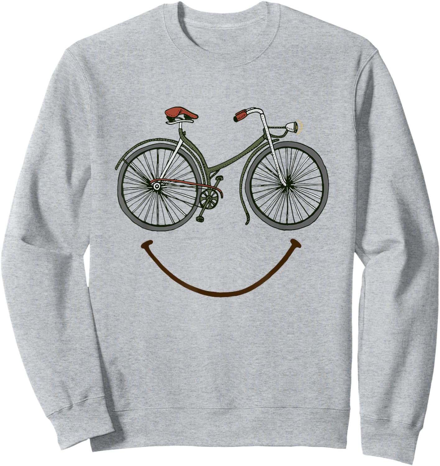 Funny Bicycle Smile Bike Smiling Face Cycling Sweatshirt - Sweatshirt | Ash