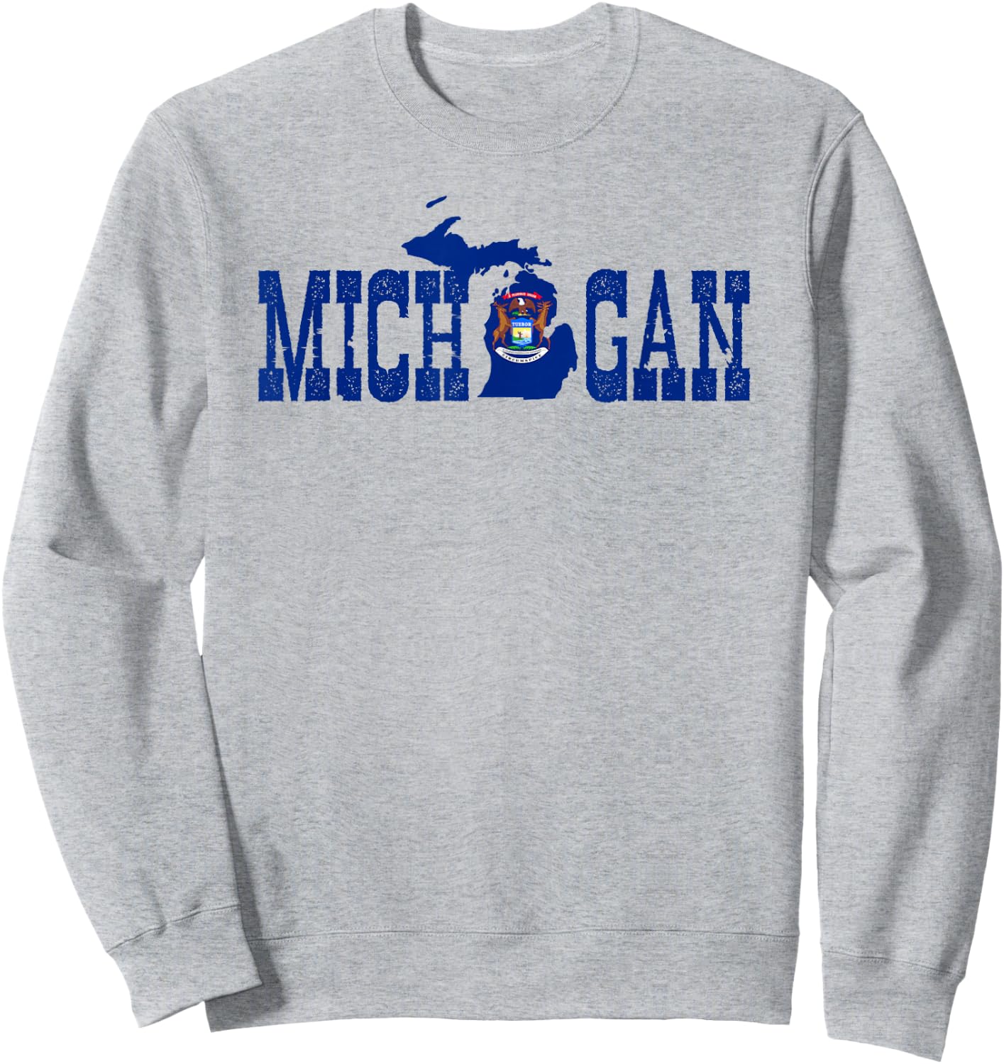 Michigan State and Michigan Flag with Pride for Michigan Sweatshirt - Sweatshirt | Ash