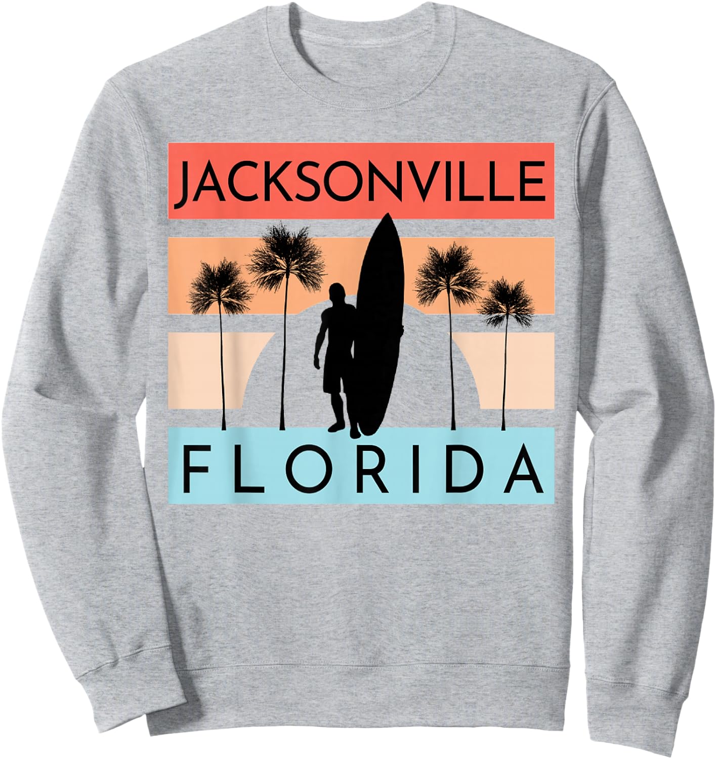 Jacksonville Florida Beach Surfing Summer Vacation Sweatshirt - Sweatshirt | Ash