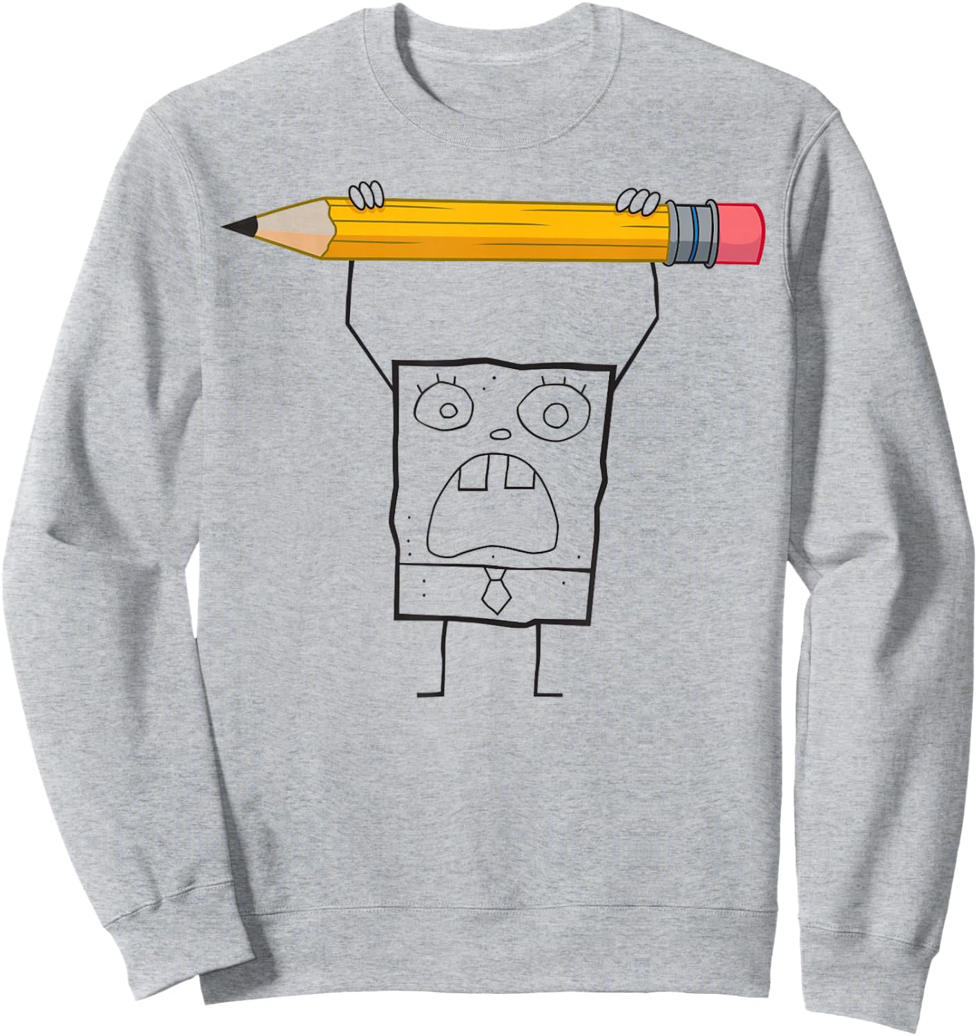 Spongebob Squarepants DoodleBob Pencil Yell Simple Sweatshirt - Sweatshirt | Ash
