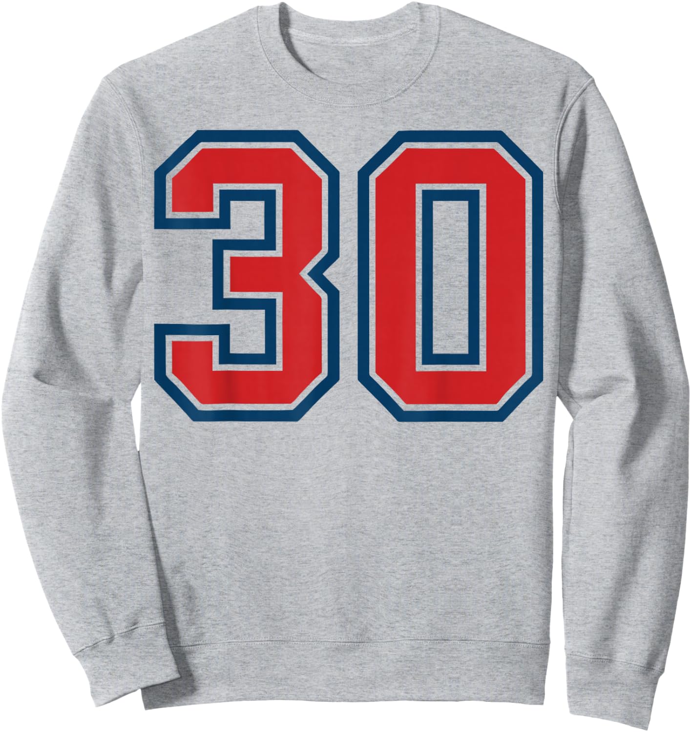 Red and Blue Sports Number 30 Jersey Uniform Player Fan Sweatshirt - Sweatshirt | Ash