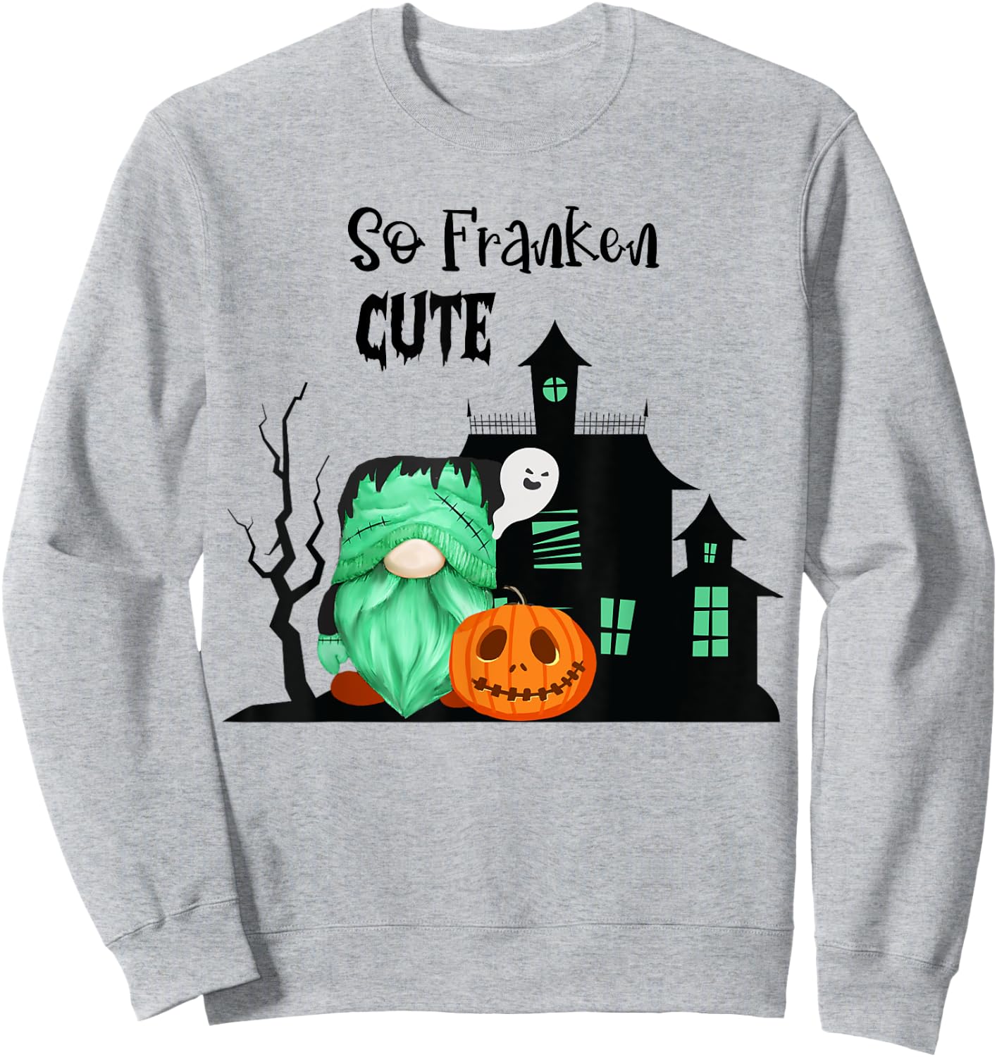 Cute Frankenstein Gnome So Franken Cute Halloween Gnome Sweatshirt - Sweatshirt | Ash