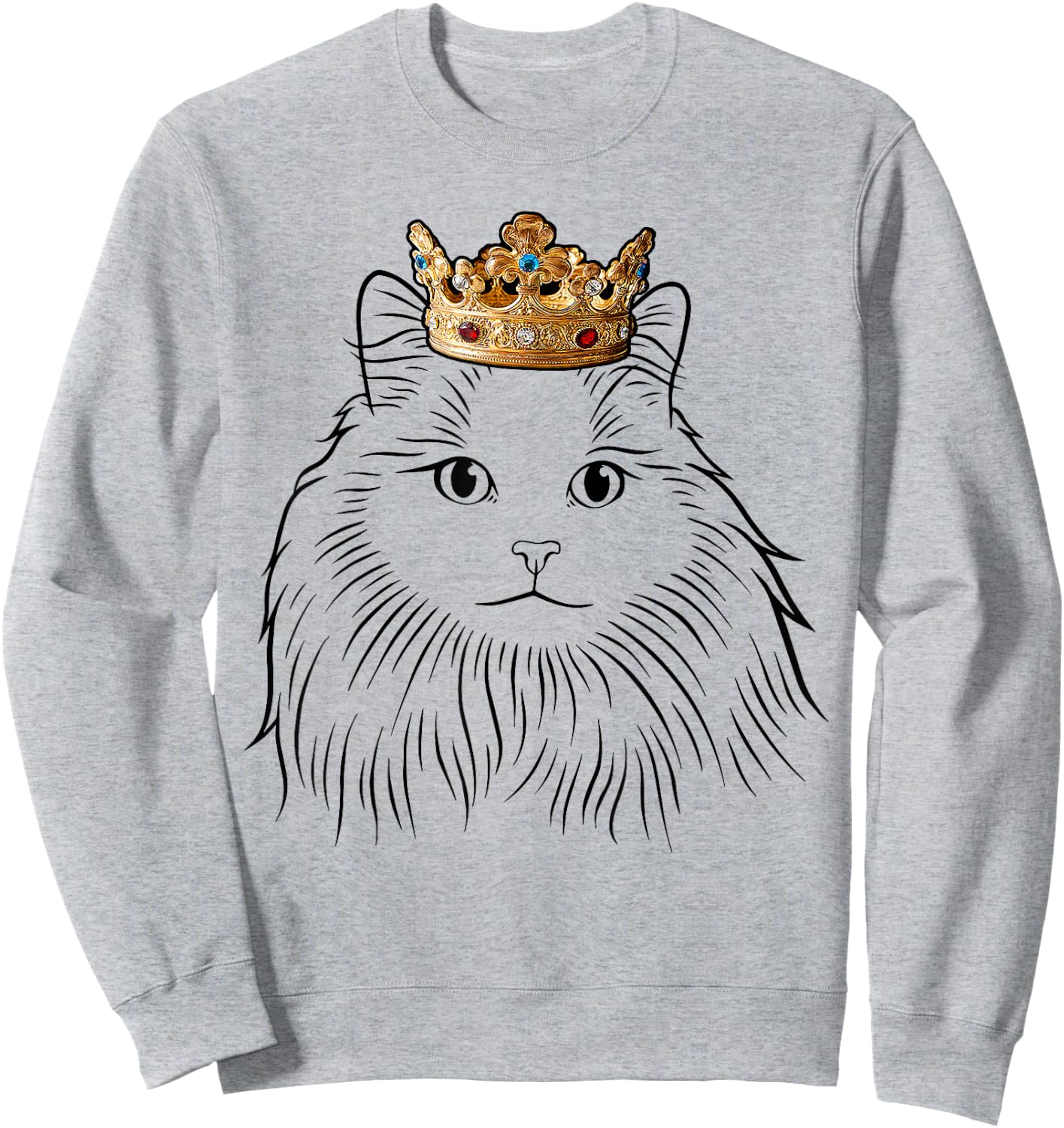 Siberian Cat Wearing Crown Women Kids Sweatshirt - Sweatshirt | Ash