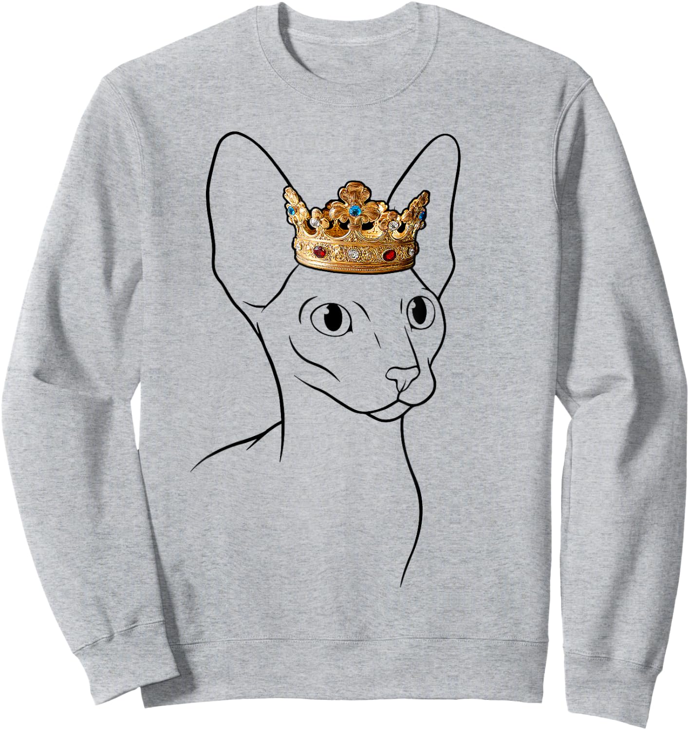 Cornish Rex Cat Wearing Crown Men Women Girls Kids Sweatshirt - Sweatshirt | Ash