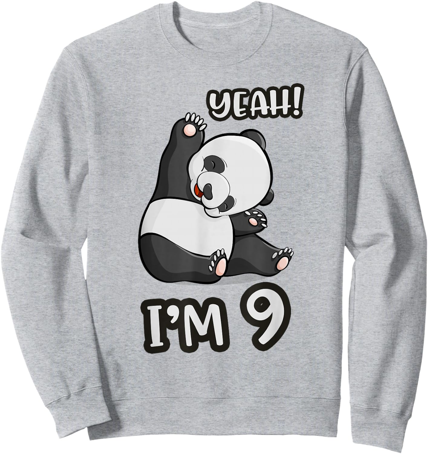 9th Birthday Cute Panda yeah im 9 Years old girl Gif Sweatshirt - Sweatshirt | Ash