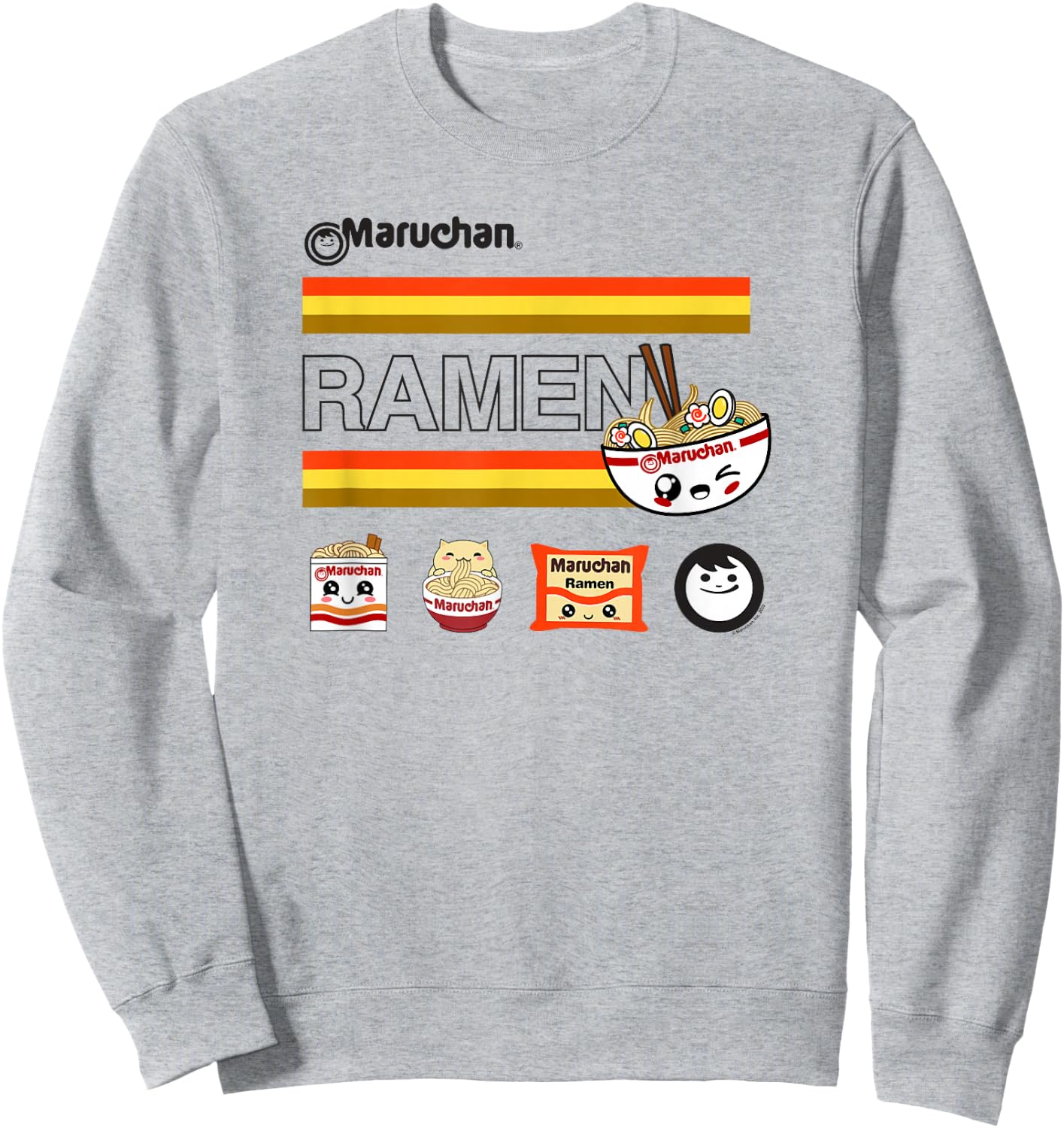 Maruchan Ramen Cute Anime Faces Logo Sweatshirt - Sweatshirt | Ash