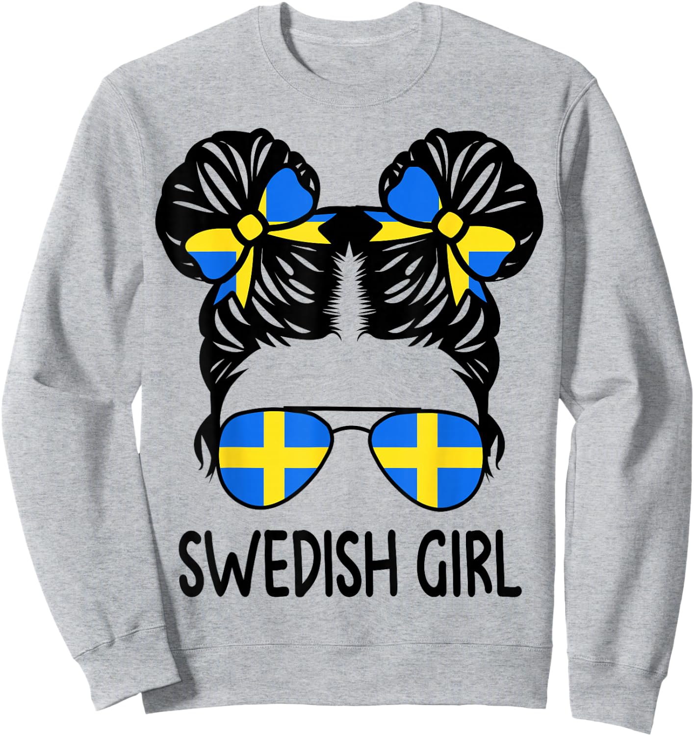 Swedish Girl Messy Hair Sweden Pride Patriotic Kids Sweatshirt - Sweatshirt | Ash