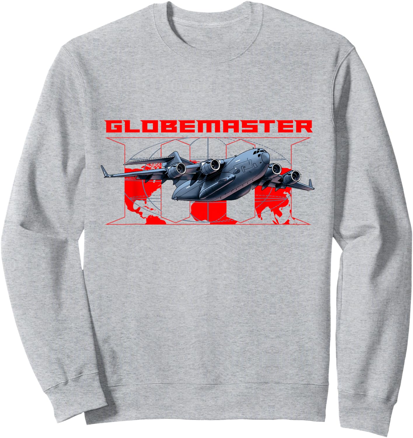 Globemaster III Military Cargo Airplane Sweatshirt - Sweatshirt | Ash