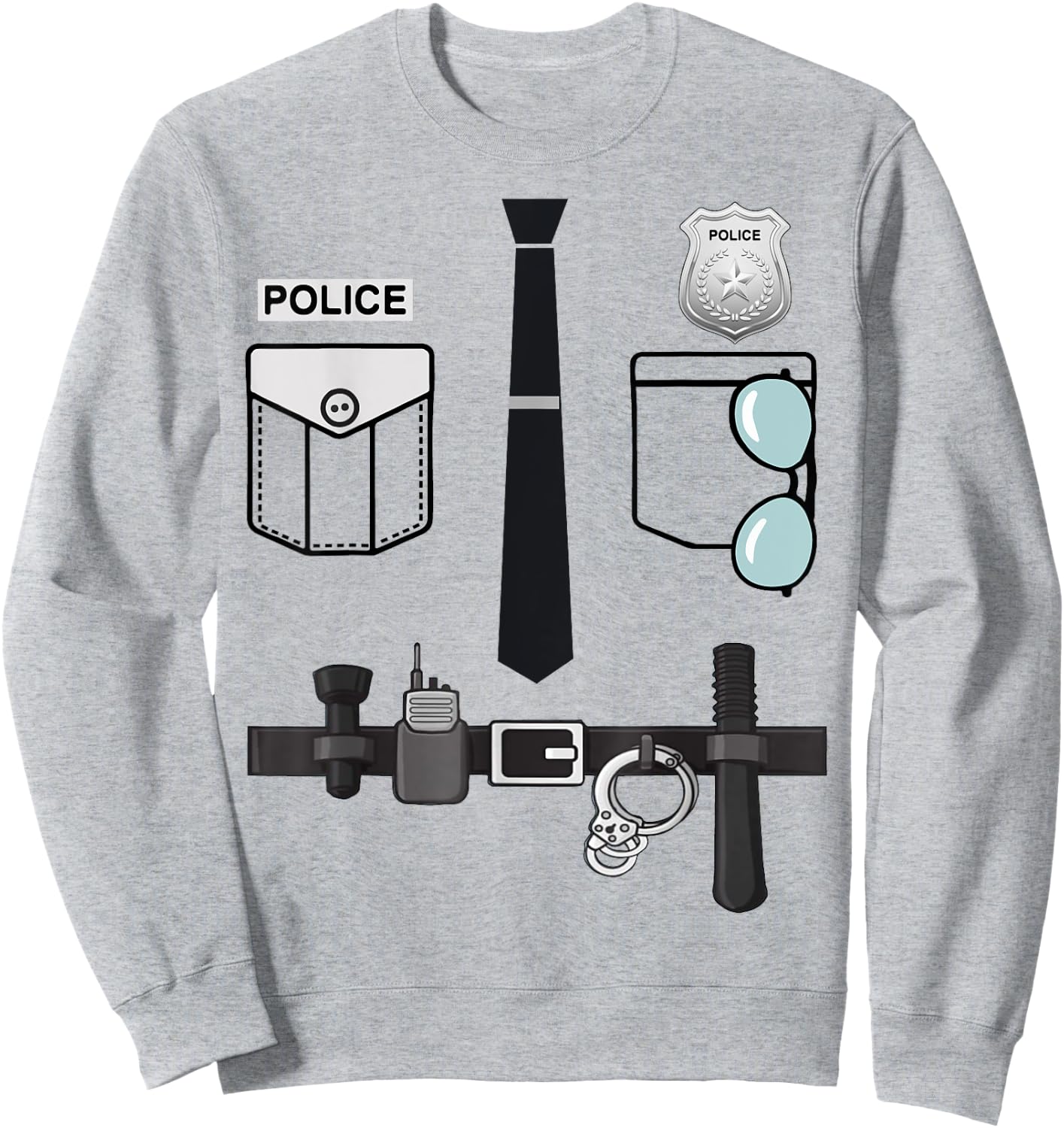 Police Uniform Costume Halloween Policeman Kids Toddler Boys Sweatshirt - Sweatshirt | Ash