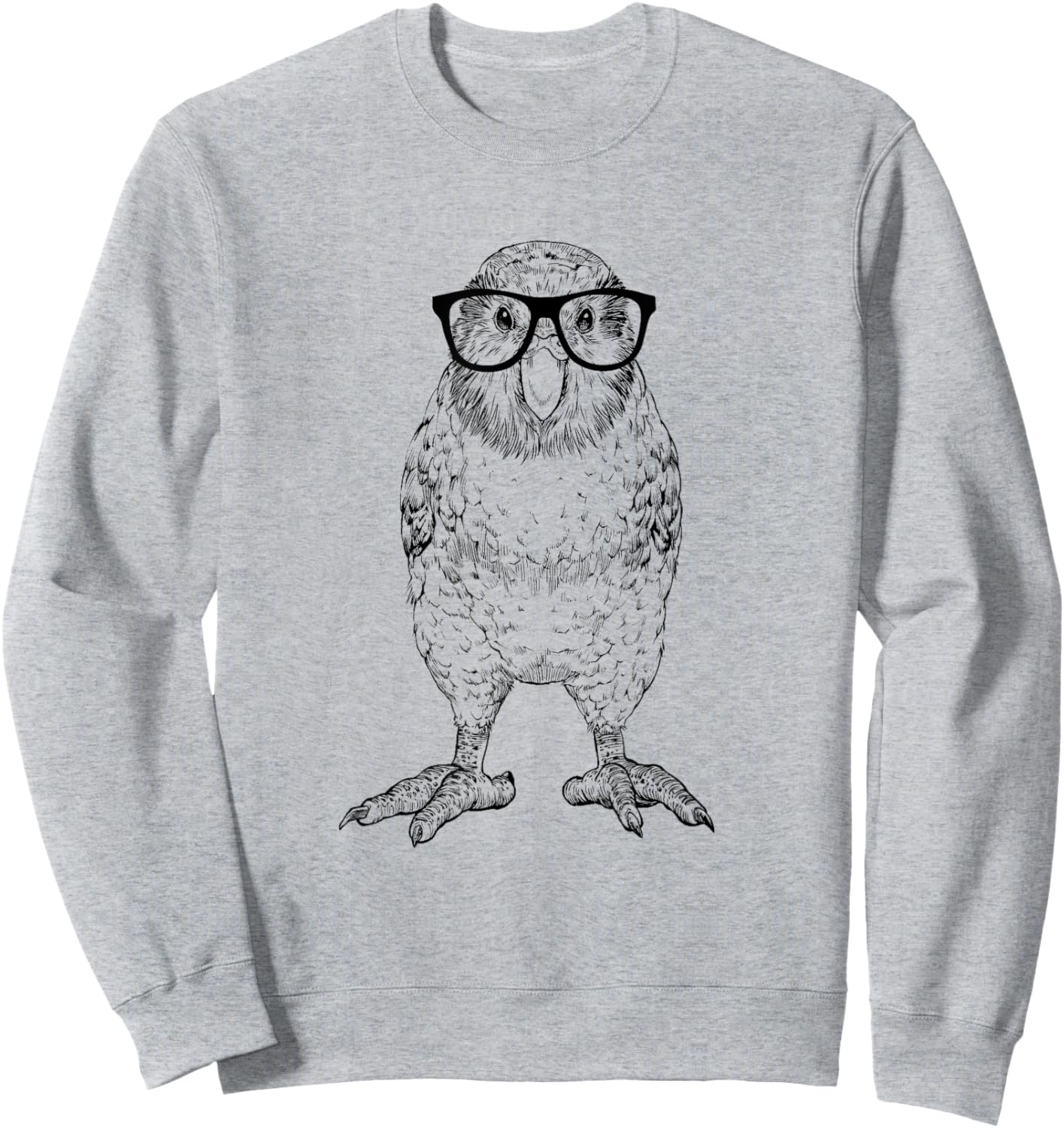 Hipster Kakapo in Nerd Glasses Bird Animal Sweatshirt - Sweatshirt | Ash