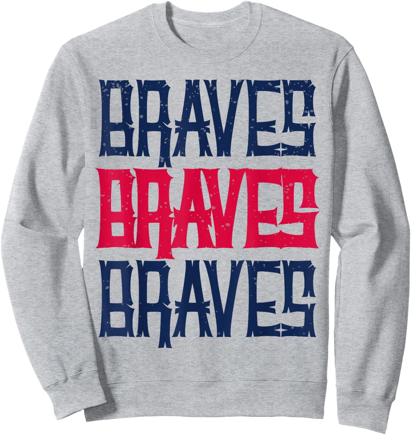 Vintage Braves Retro Three Stripe Weathered Shirt Sweatshirt - Sweatshirt | Ash