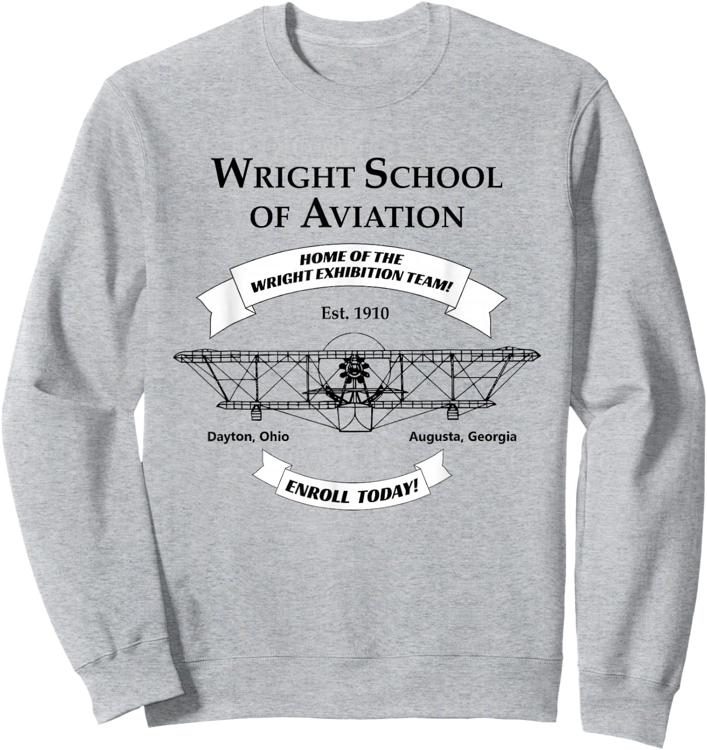 Wright Brothers Bros. First Airplane Aviation Pilot Sweatshirt - Sweatshirt | Ash