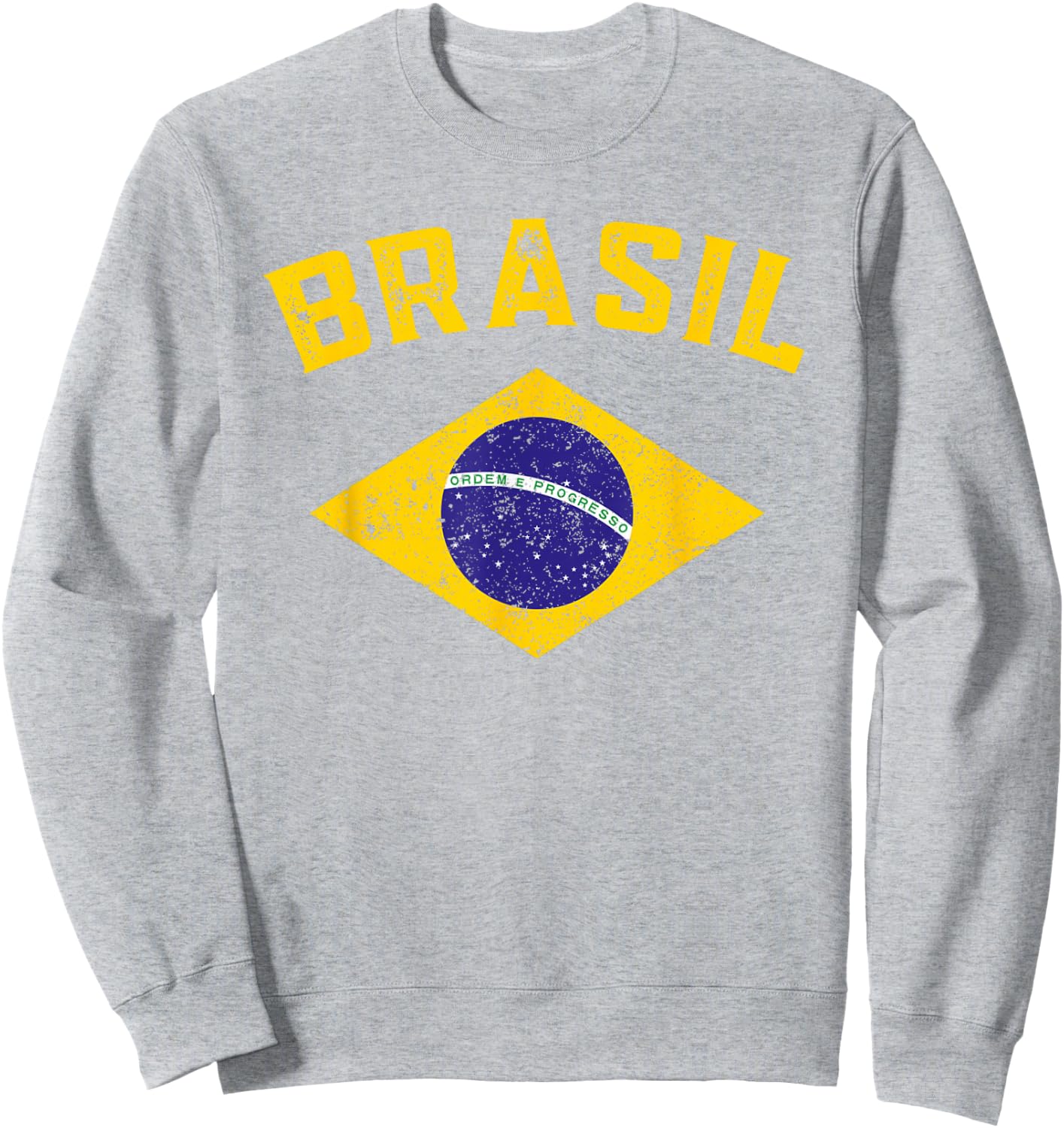 Vintage Brasil Brazil Flag - Brazilian Flag Men Women Kids Sweatshirt - Sweatshirt | Ash