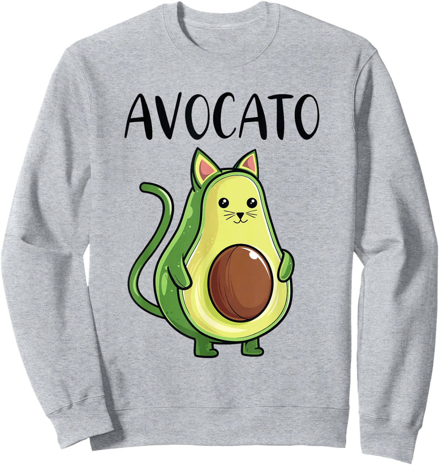 Avocado Cat Women Men Vegetarian Vegan Cat Avocato Sweatshirt - Sweatshirt | Ash