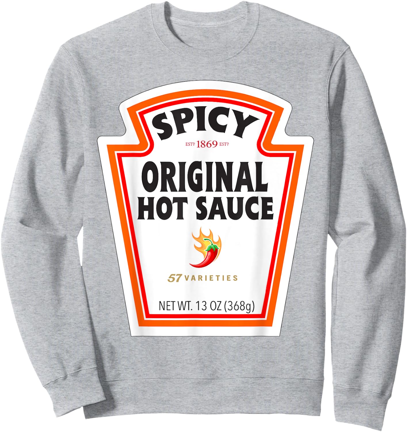 Halloween Matching Costume Spicy Chili Sauce Bottle Label Sweatshirt - Sweatshirt | Ash