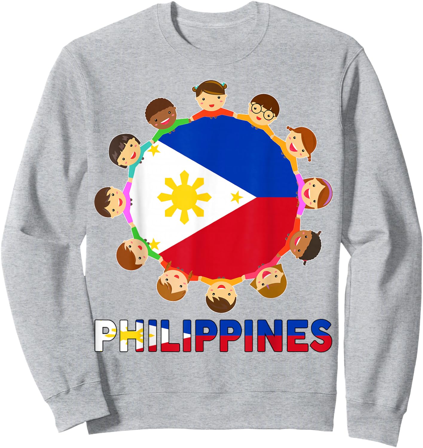 Toddler Filipino Filipina Girl Kid Men Philippine Flag Sweatshirt - Sweatshirt | Ash