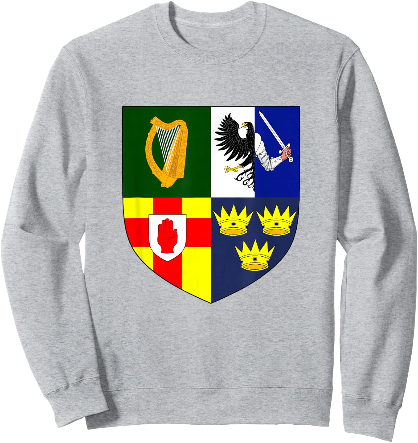 Ireland Provinces Coat of Arms Irish Emblem Sweatshirt - Sweatshirt | Ash