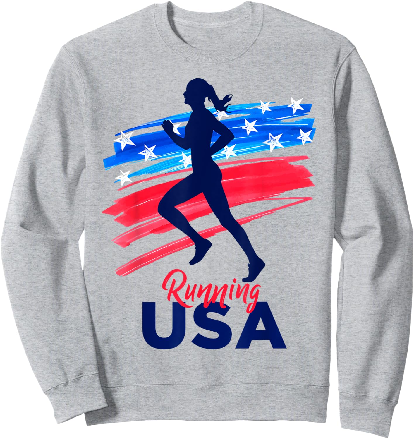 Running USA Support the Team Shirt USA Flag Jogging Sweatshirt - Sweatshirt | Ash