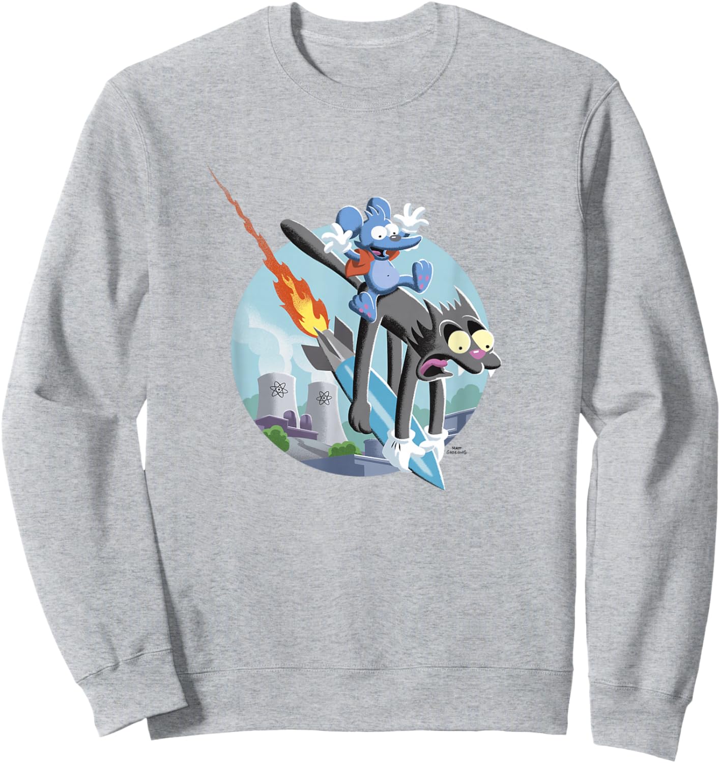 The Simpsons Itchy & Scratchy Missile Ride Sweatshirt - Sweatshirt | Ash