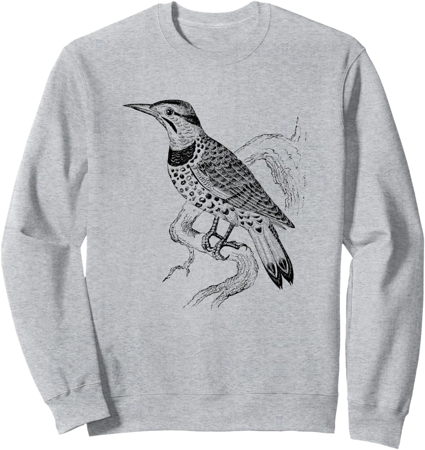 Northern Flicker Bird Print Sweatshirt - Sweatshirt | Ash