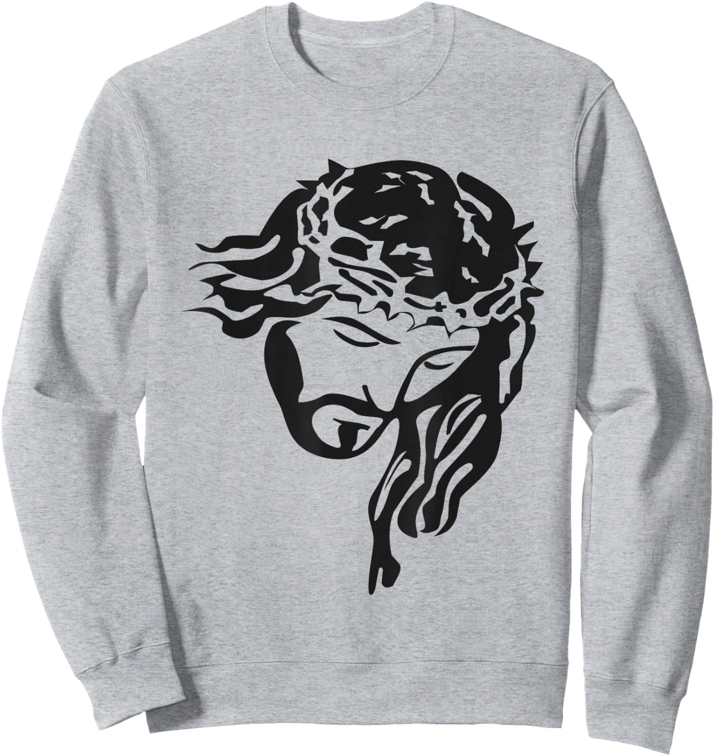 Face of Jesus Christ w/ Crown of Thorns (Christian ) Sweatshirt - Sweatshirt | Ash