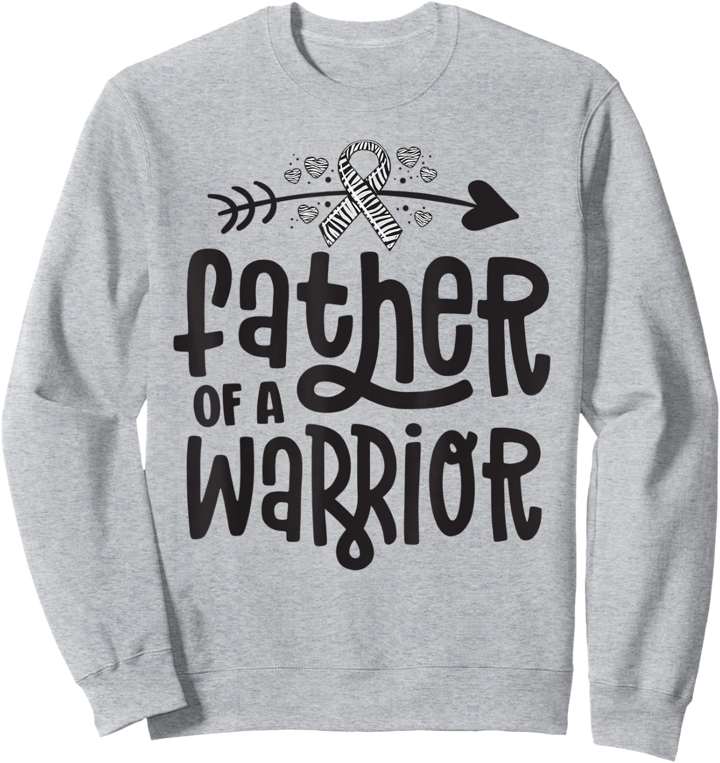 Father Of A Rare Disease Warrior Awareness Zebra Ribbon EDS Sweatshirt - Sweatshirt | Ash