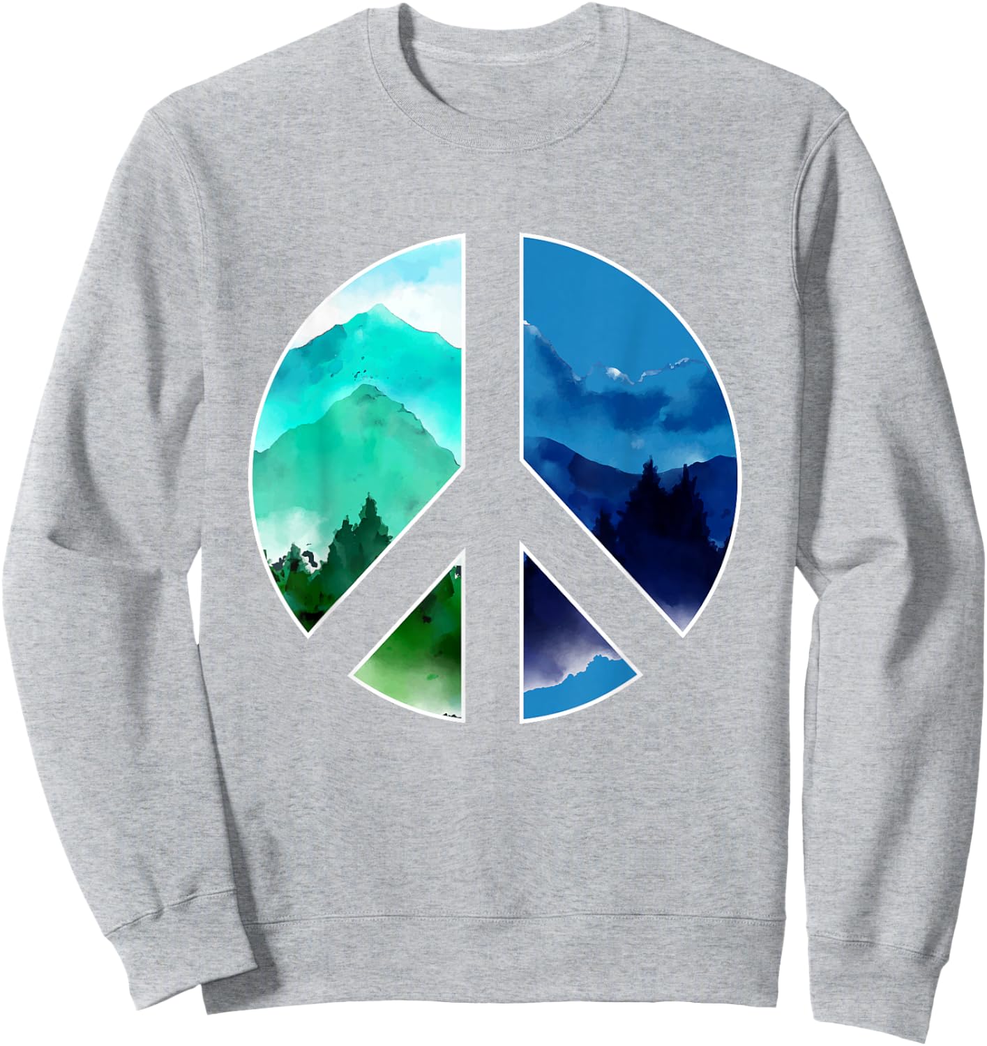 Outdoor Mountains Wildlife Peace Sign Nature Sweatshirt - Sweatshirt | Ash