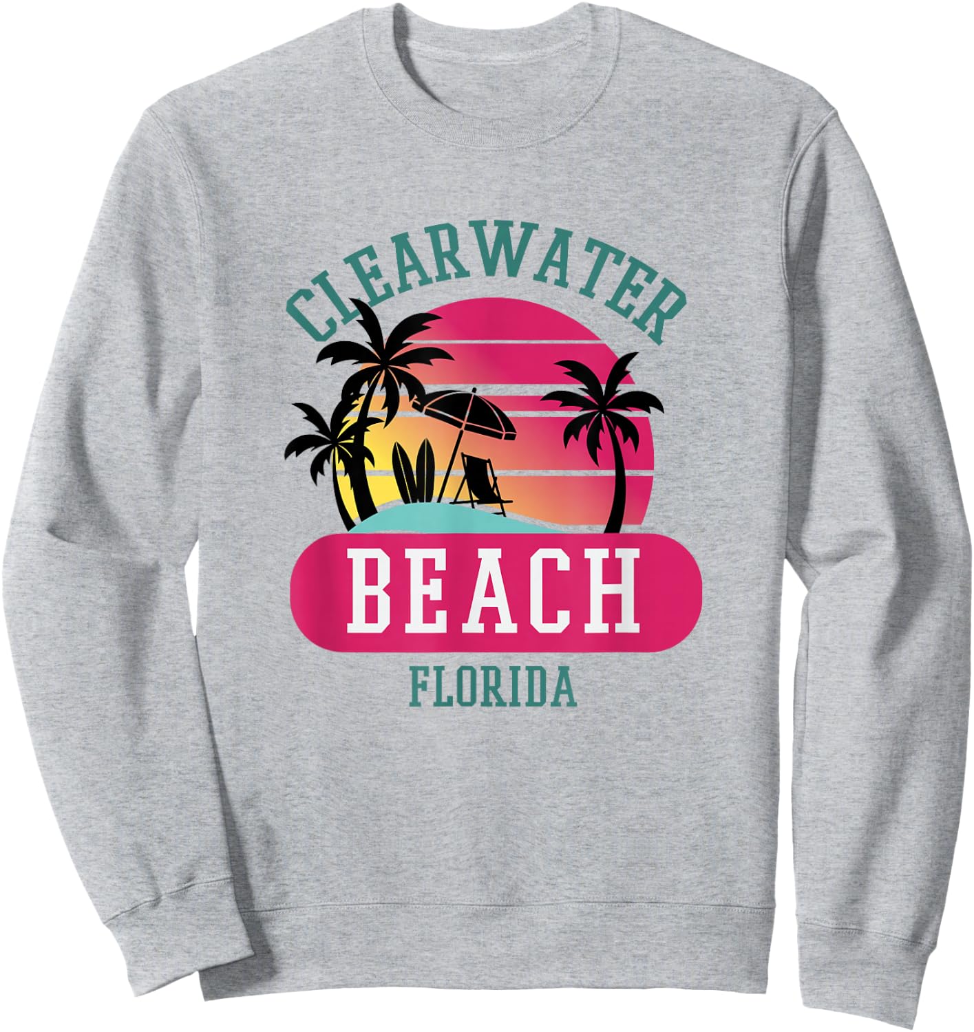 Retro Cool Clearwater Beach Original Florida Beaches Novelty Sweatshirt - Sweatshirt | Ash