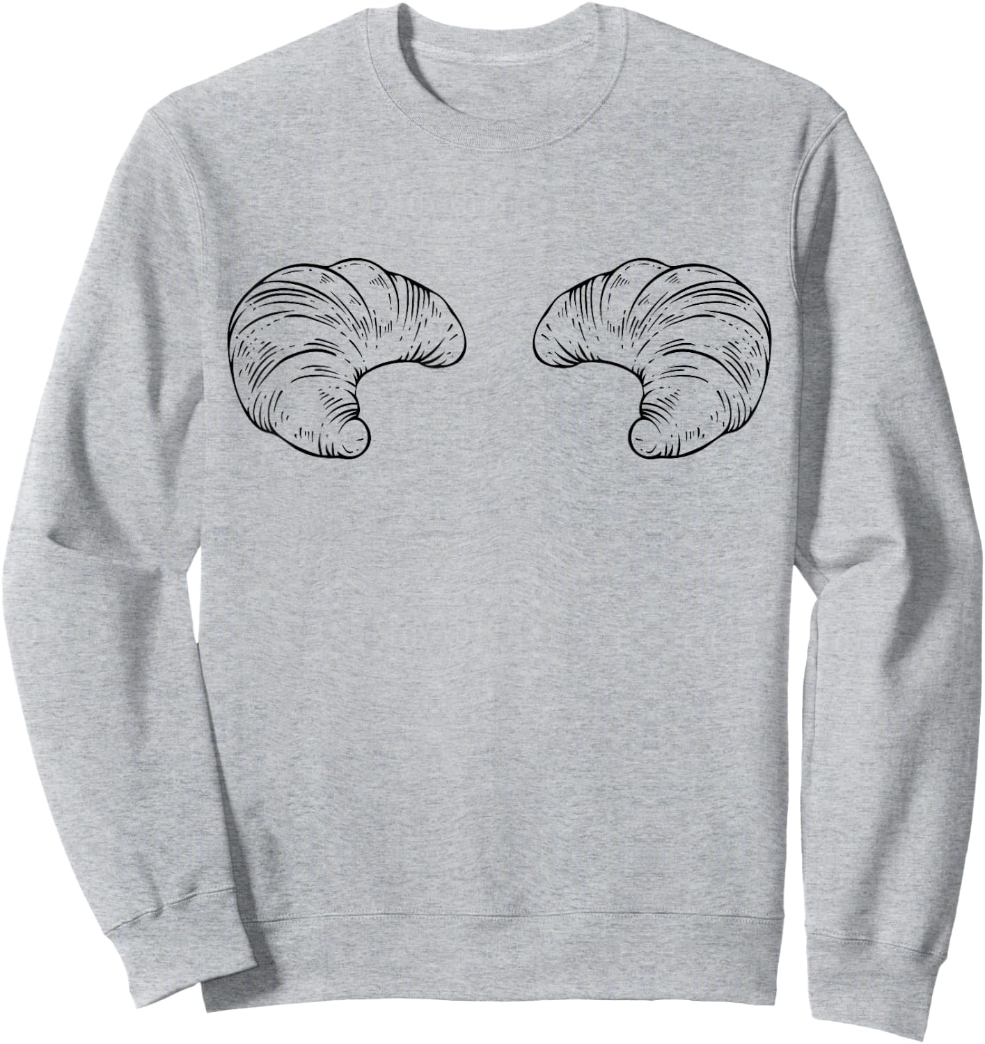 Cute Croissant Boobs Funny Bakery Breast Boobies Titties Sweatshirt - Sweatshirt | Ash