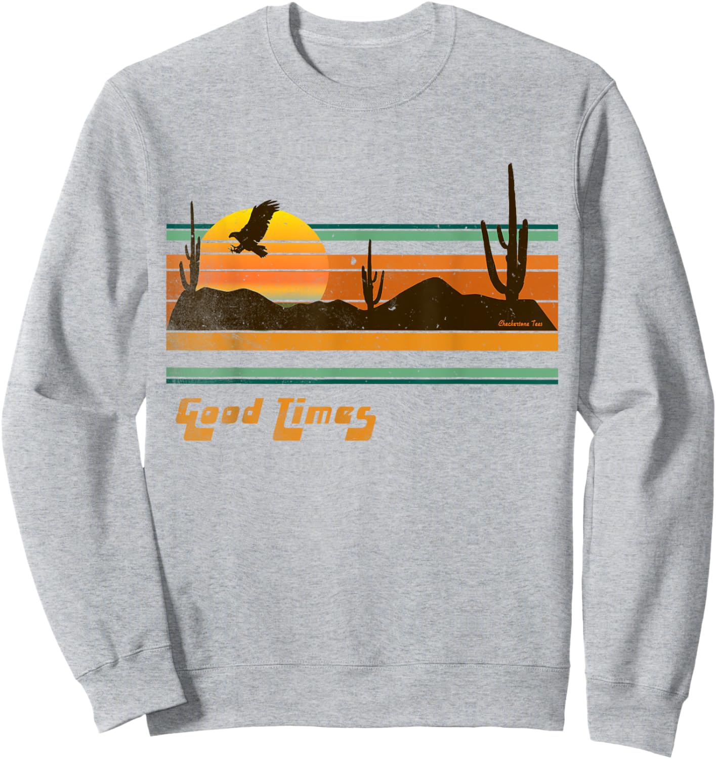 Vintage 1970s Good Times Desert Sunset Eagle Cactus Sweatshirt - Sweatshirt | Ash