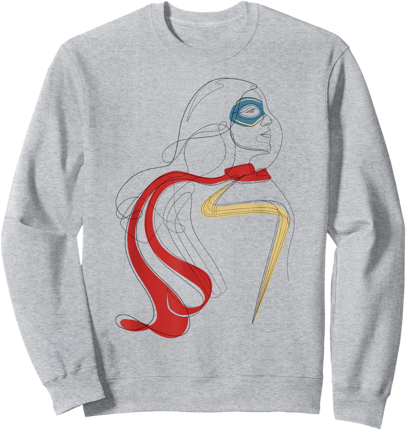 Marvel Ms. Marvel Continuous Line Portrait Sweatshirt - Sweatshirt | Ash