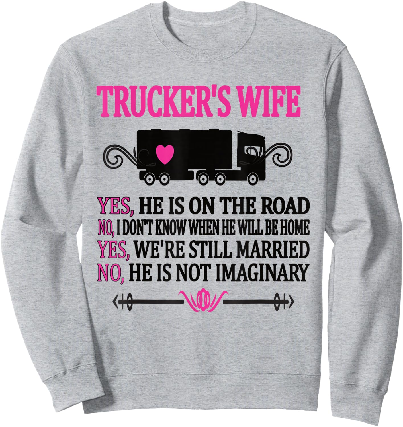 Proud Trucker's Wife Funny Truck Driver Wife Sweatshirt - Sweatshirt | Ash