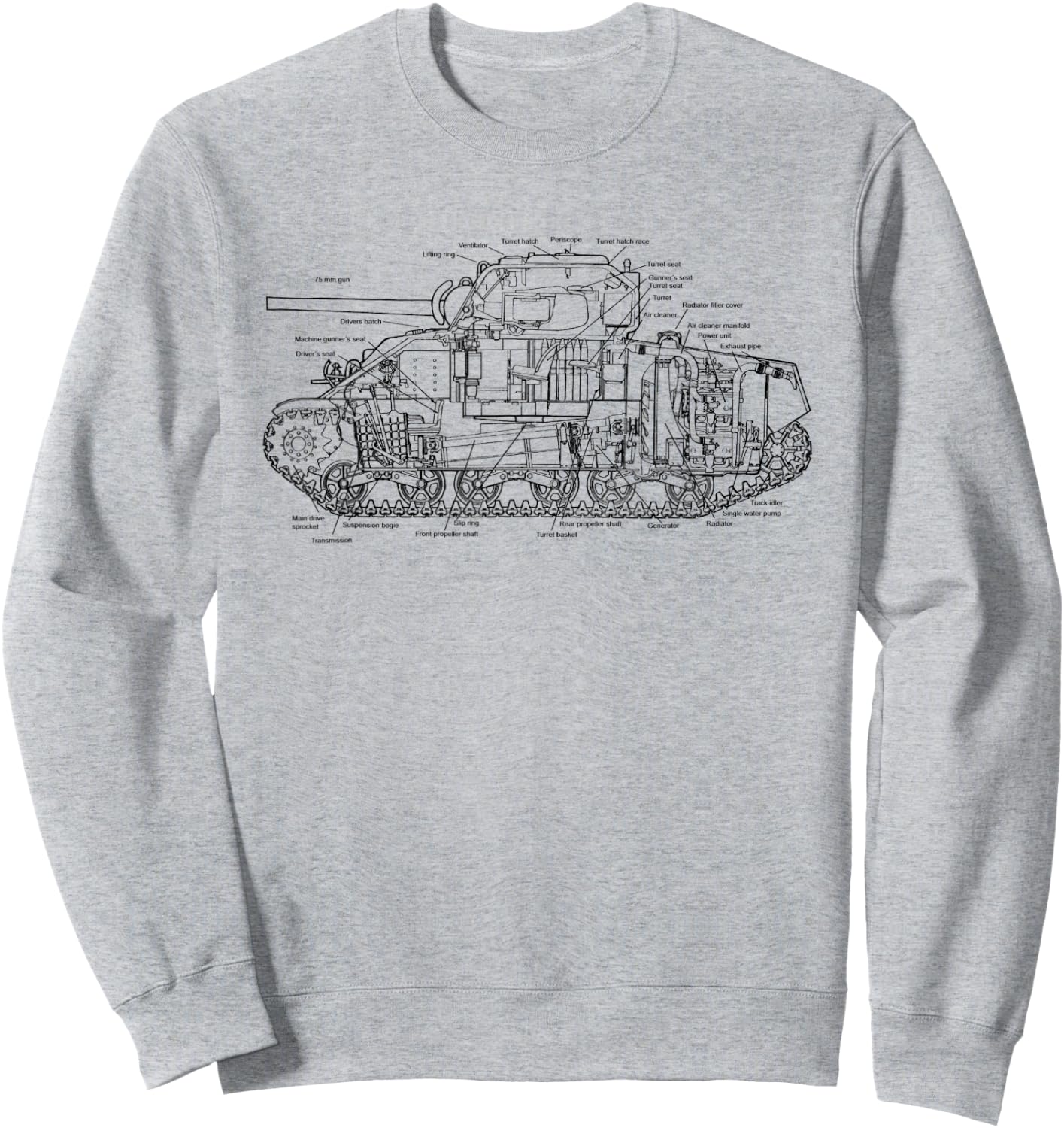 USA Military History Vintage World War 2 Sherman Tank Sweatshirt - Sweatshirt | Ash