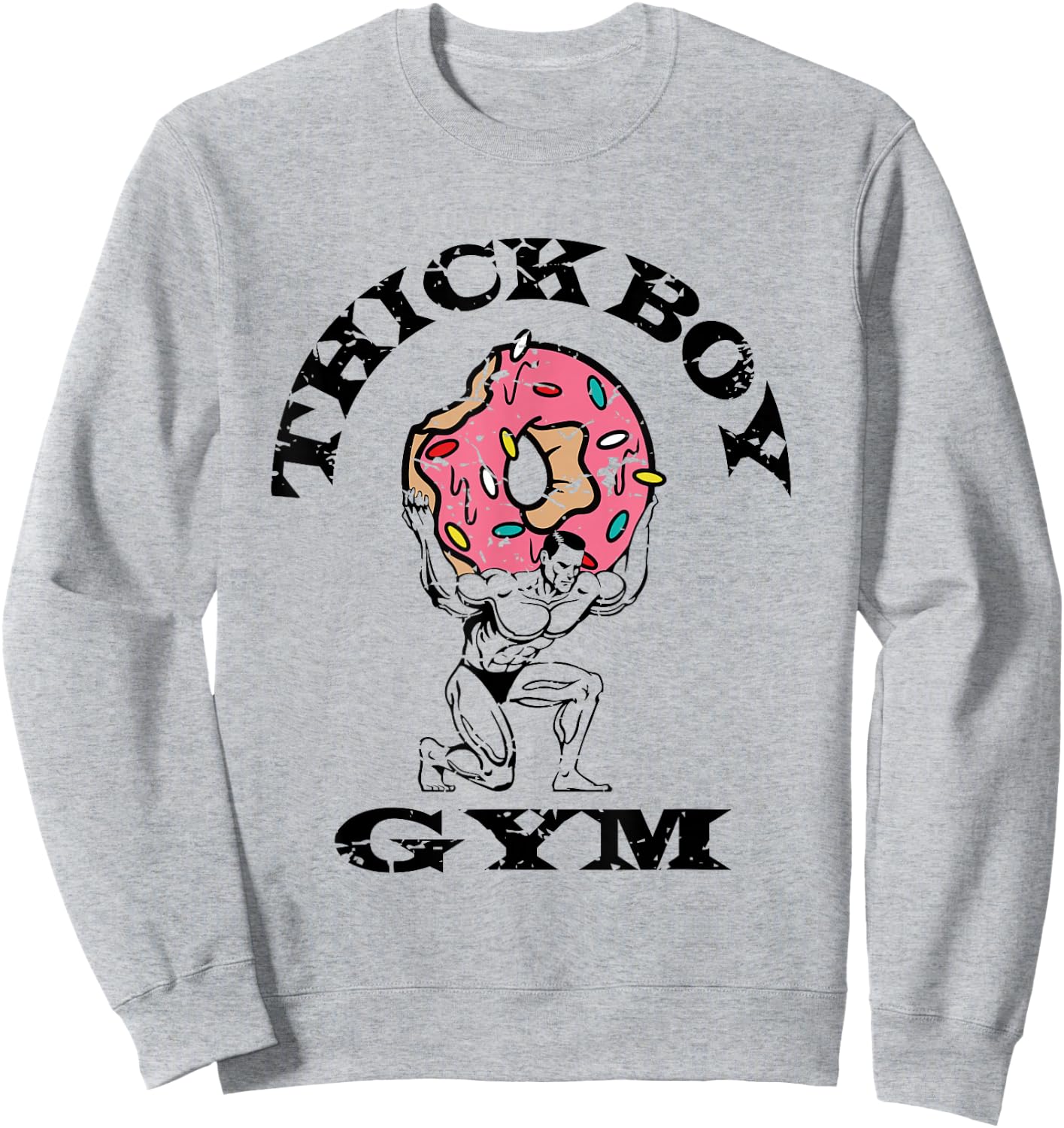 Thick Boy Gym Club Distressed Retro Old School Bodybuilding Sweatshirt - Sweatshirt | Ash
