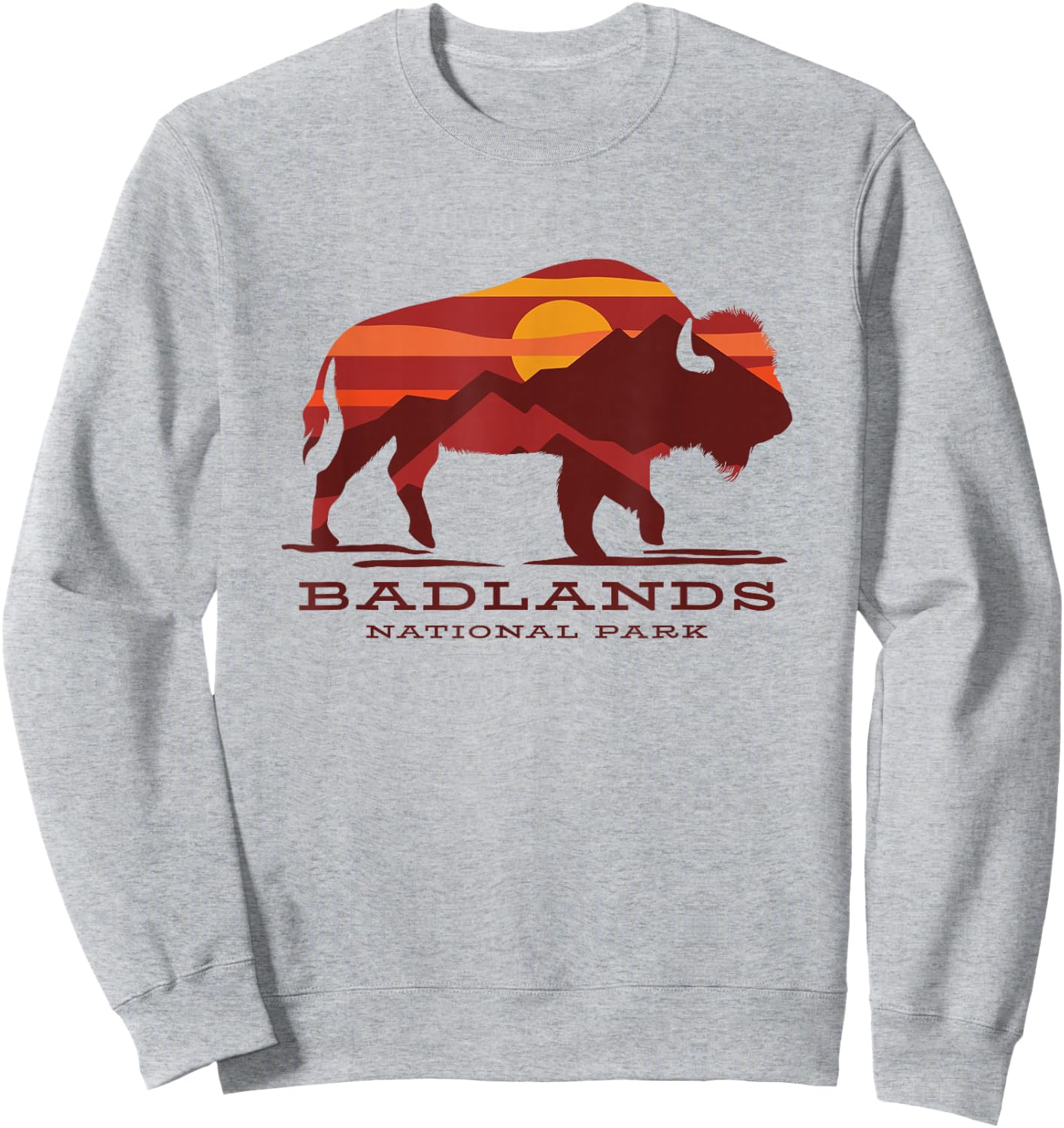 Badlands National Park South Dakota Buffalo Bison Sunset Sweatshirt - Sweatshirt | Ash