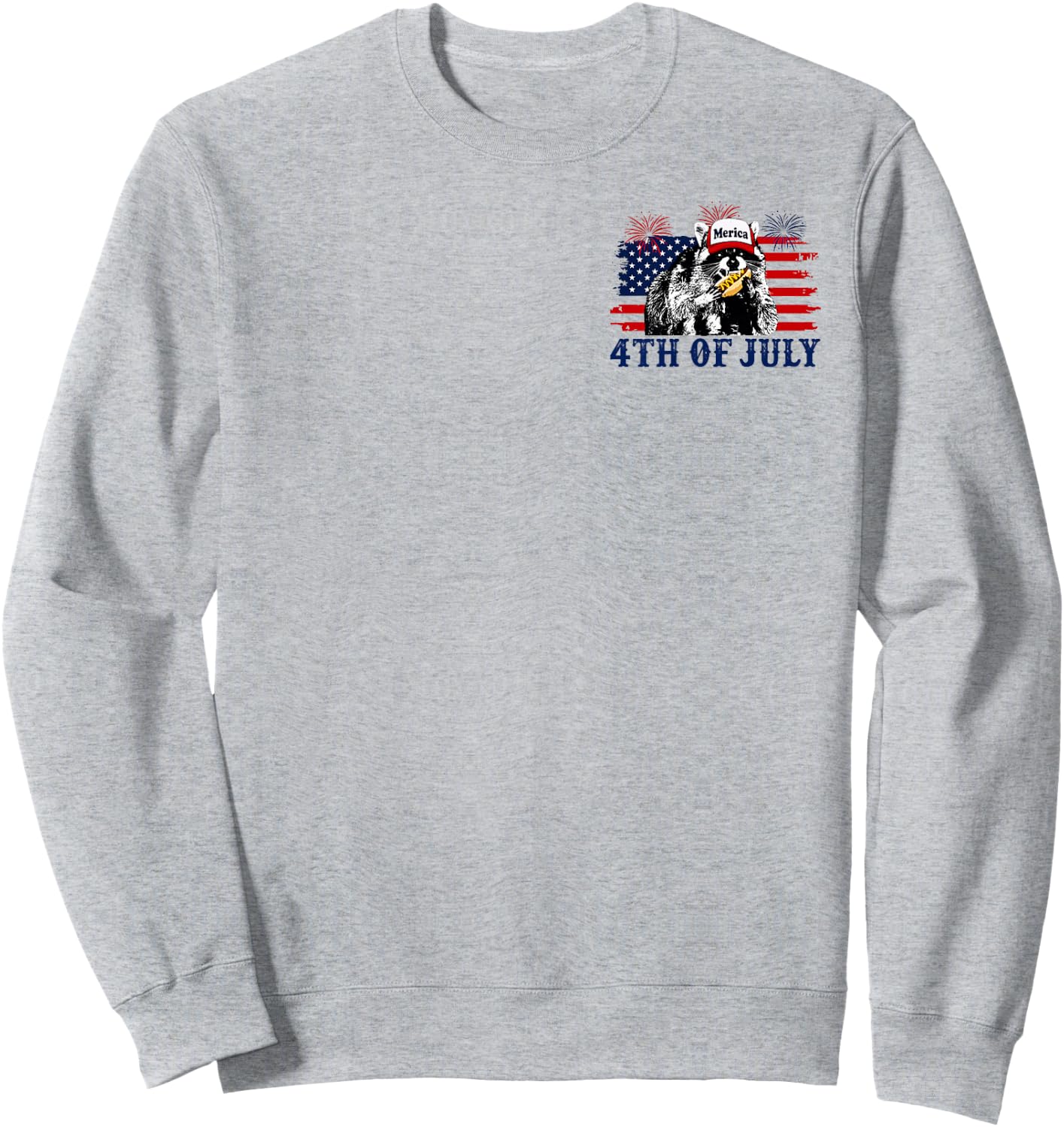 (2 Sided) 4th of July US Flag Raccoon If I Ever Get Rabies Sweatshirt - Sweatshirt | Ash