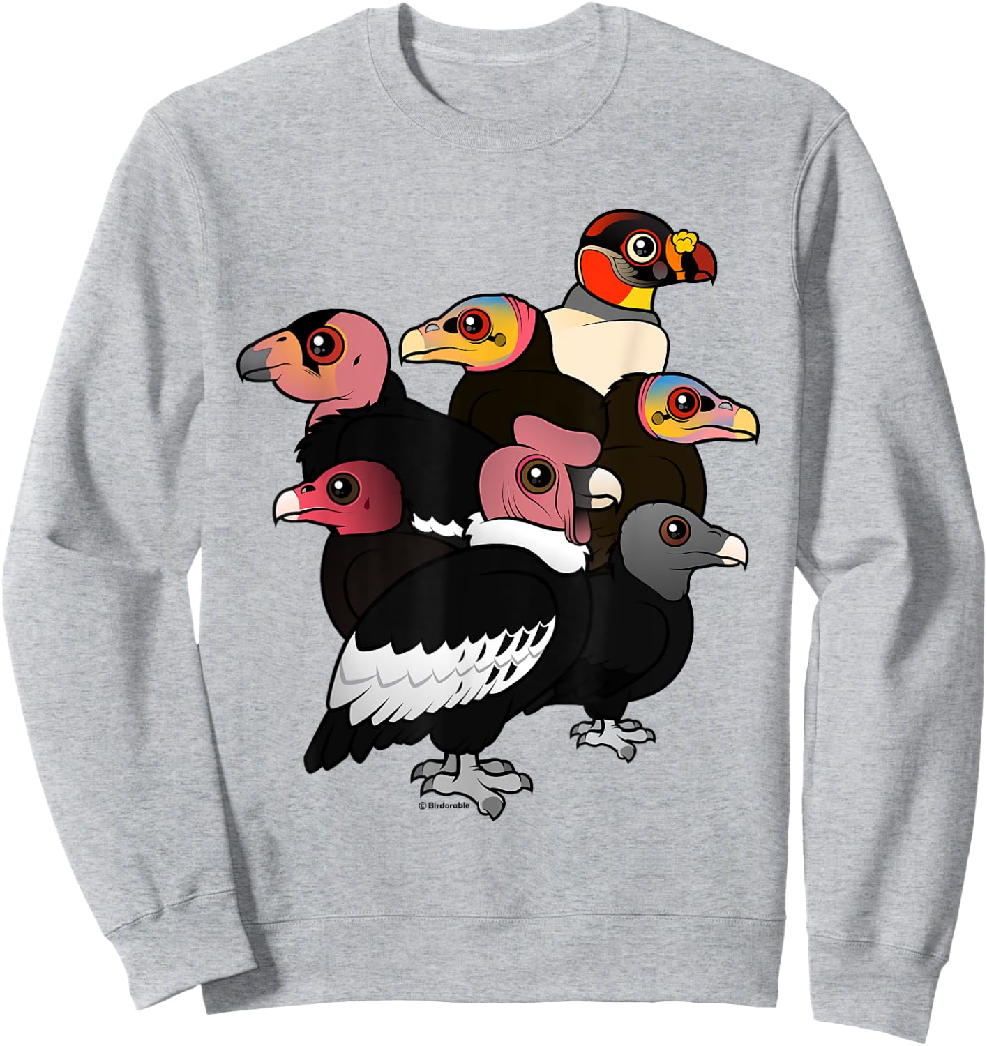 New World Vultures and Condors Cartoon Birdorable Sweatshirt - Sweatshirt | Ash