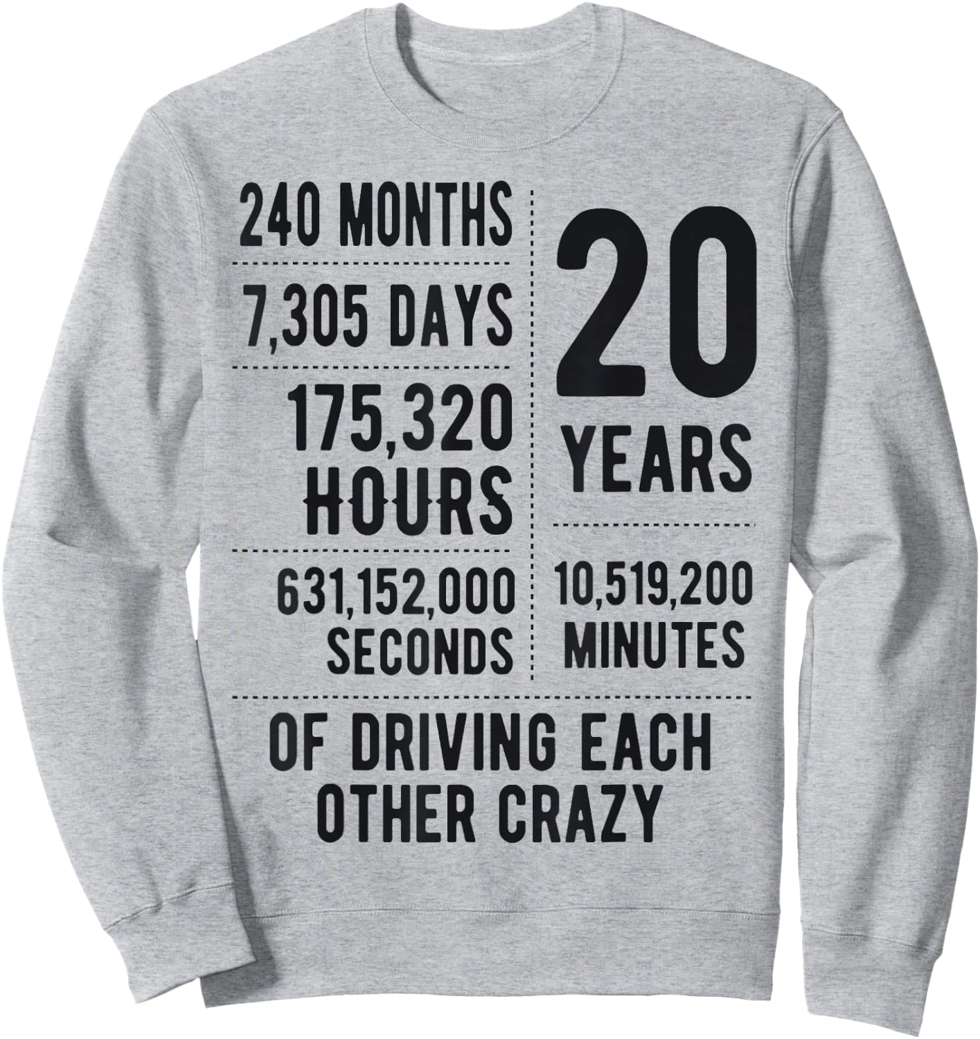 20 Years Married Funny 20th Wedding Anniversary Sweatshirt - Sweatshirt | Ash