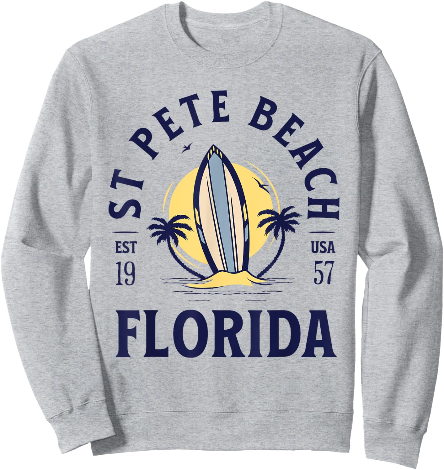 St Pete Florida Beach Surf Summer Vacation Vintage Sweatshirt - Sweatshirt | Ash
