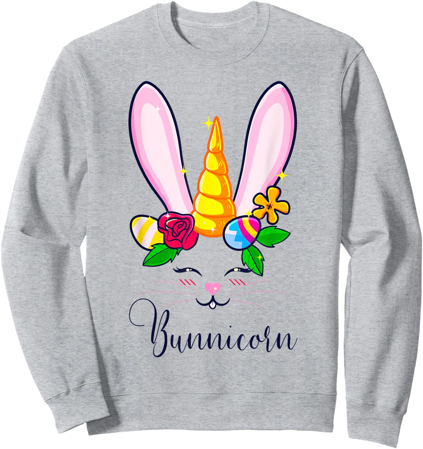 Bunnicorn Easter Bunny Unicorn Rabbit Cute Women Kids Girls Sweatshirt - Sweatshirt | Ash