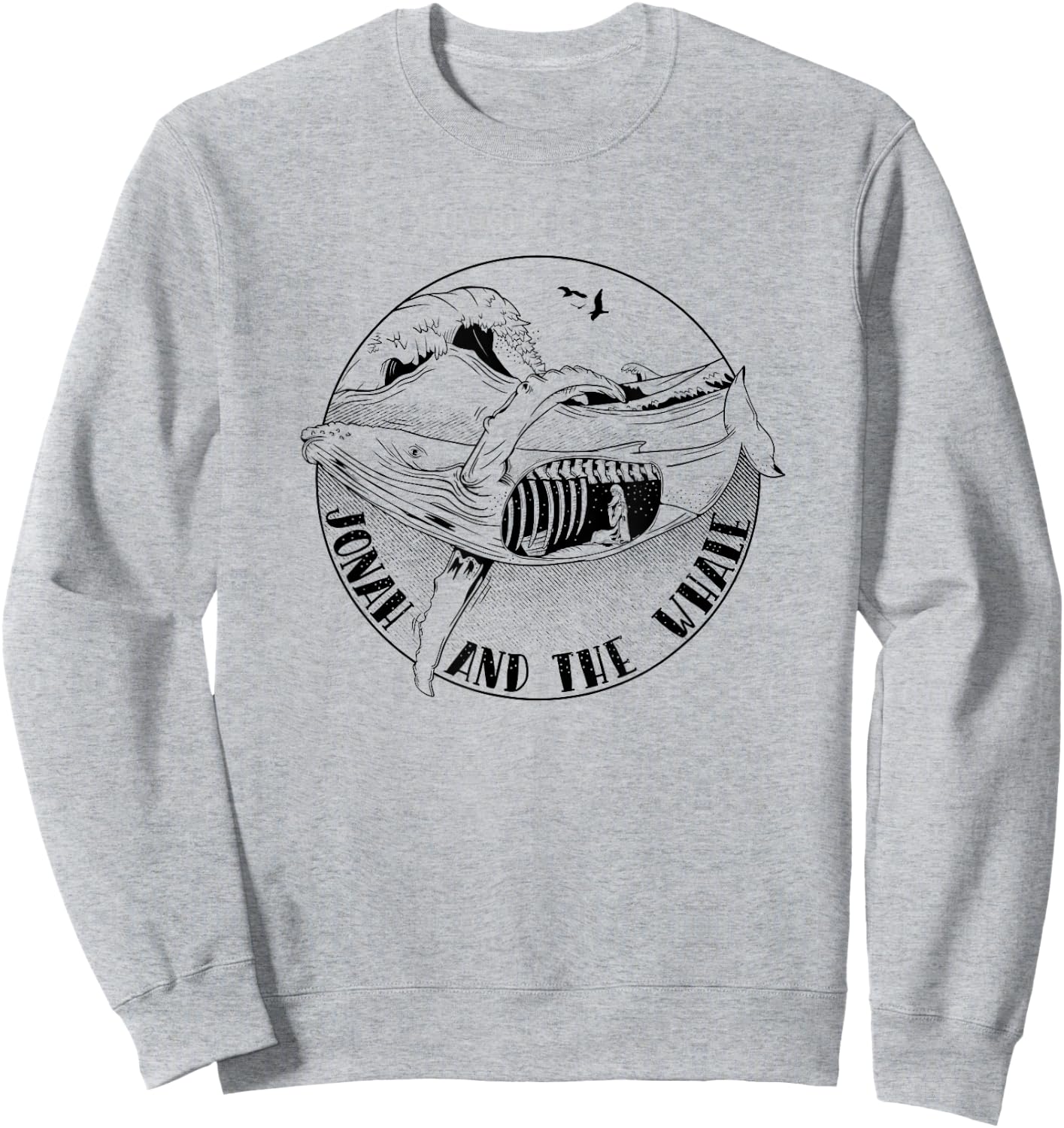 Jonah in the whale Christian illustration Sweatshirt - Sweatshirt | Ash