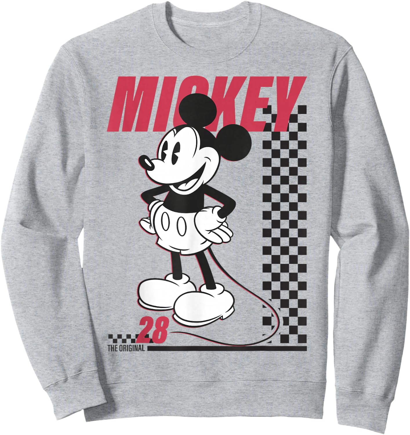 Disney Mickey and Friends Mickey Mouse Checkerboard Stripe Sweatshirt - Sweatshirt | Ash