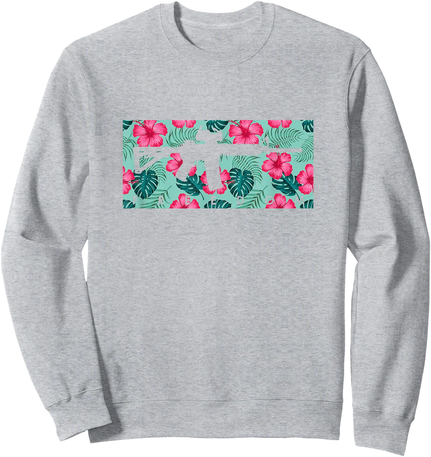 Tropical Gun Lover Firearm Beach Hawaiian Gift Aloha AR15 Sweatshirt - Sweatshirt | Ash