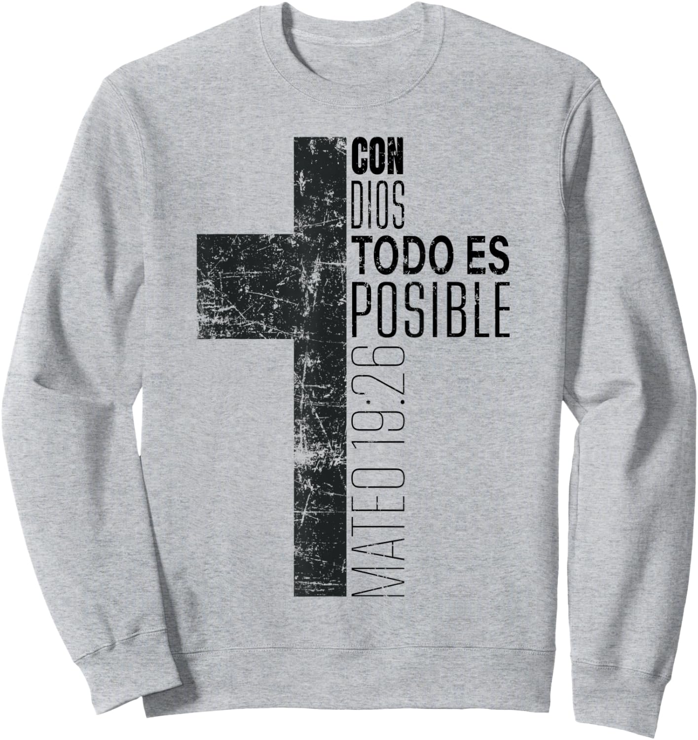Vintage Christian Spanish Gifts Religious Bible Verse Cross Sweatshirt - Sweatshirt | Ash