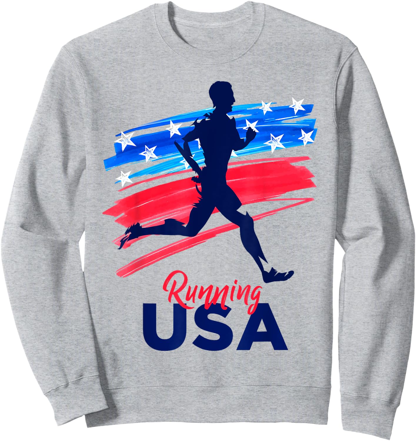 Running USA Support the Team Shirt USA Flag Jogging Sweatshirt - Sweatshirt | Ash