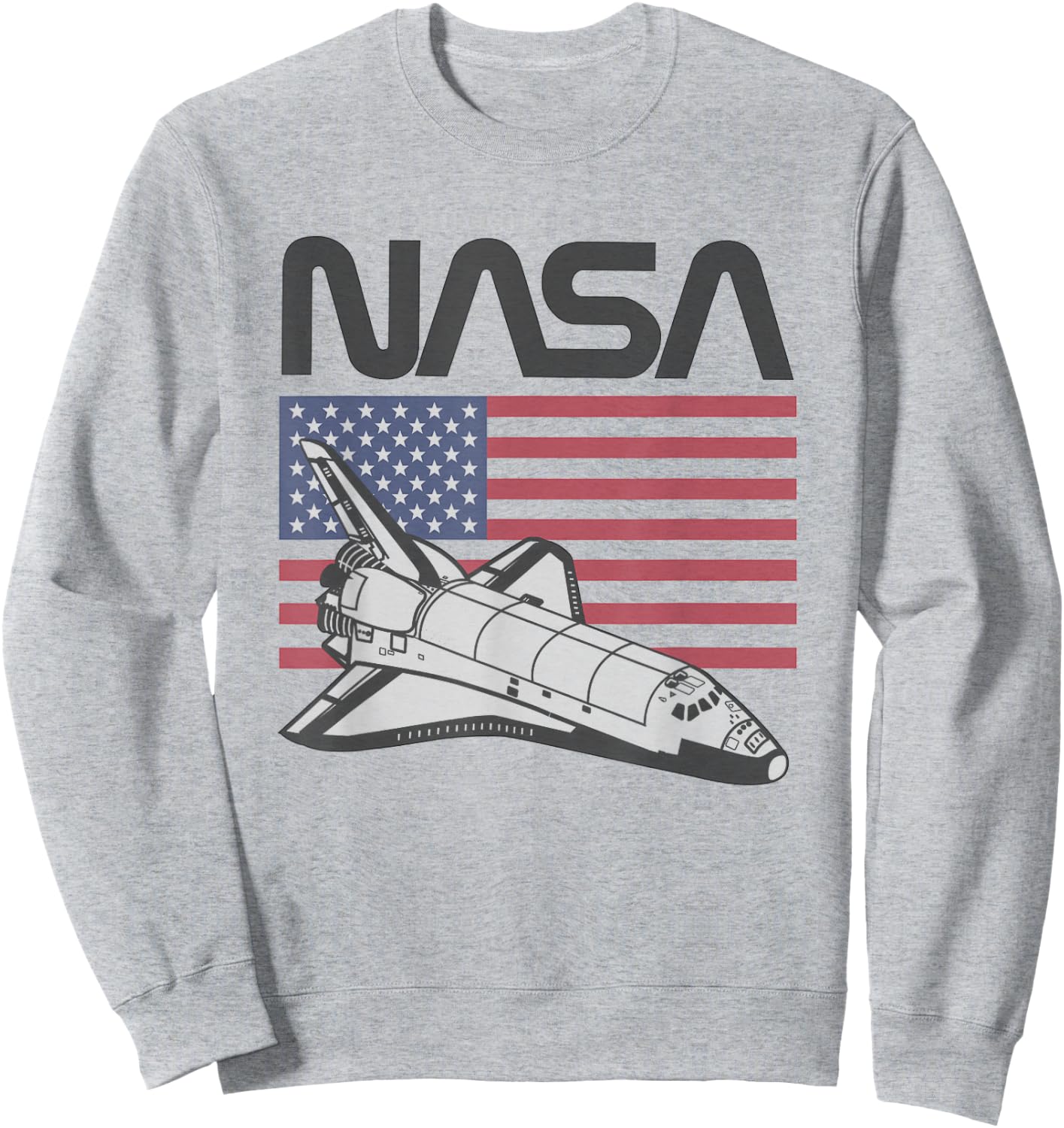 NASA Americana Iconic Space Shuttle Flag Big Chest Poster V2 Sweatshirt - Sweatshirt | Ash