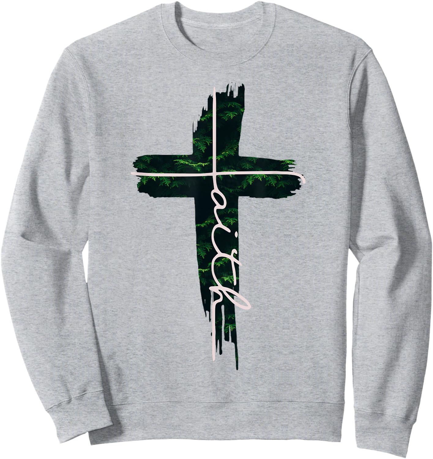 Faith Cross Tree Christian Men and Women Kids Sweatshirt - Sweatshirt | Ash