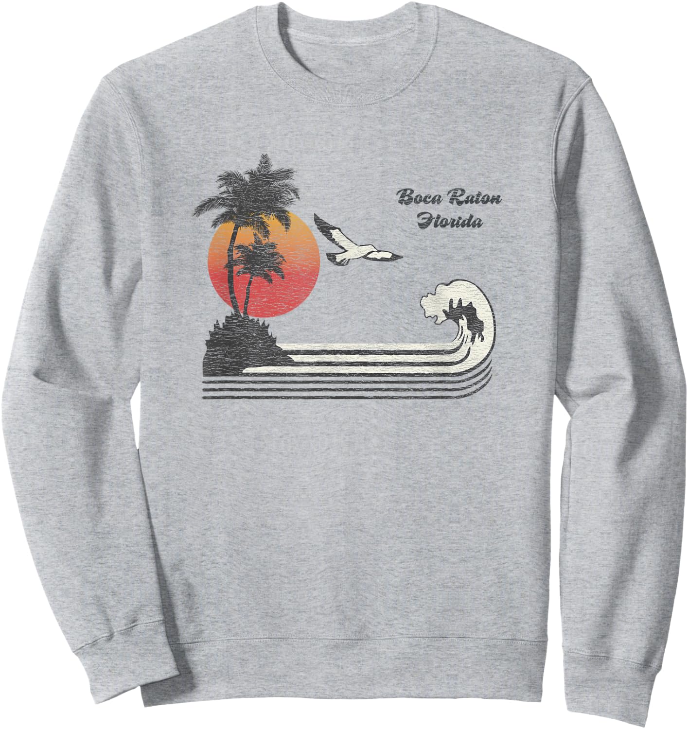 Boca Raton FL Vintage 70s Seagull Sunset Sweatshirt - Sweatshirt | Ash
