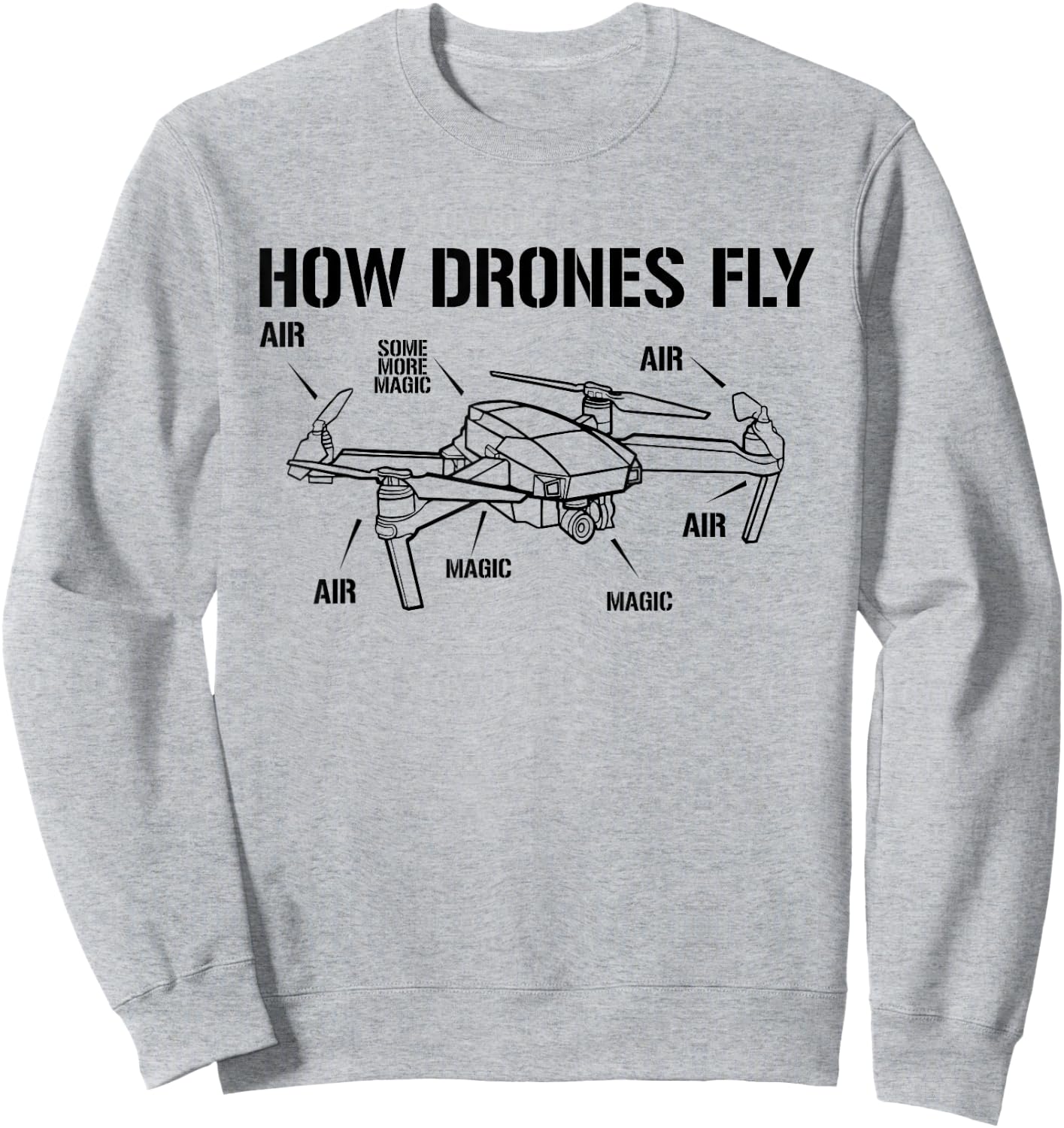 Funny Drone Pilot Gifts & Equipment Retro Vintage Grey Sweatshirt - Sweatshirt | Ash